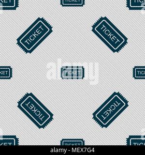 Ticket icon sign. Seamless pattern with geometric texture. Vector illustration Stock Vector