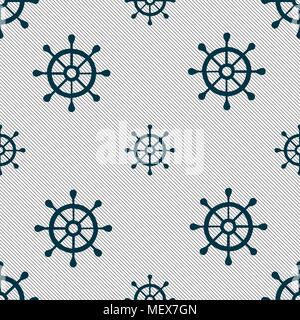 ship helm icon sign. Seamless pattern with geometric texture. Vector illustration Stock Vector