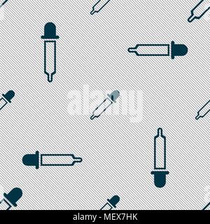Pipette icon sign. Seamless pattern with geometric texture. Vector illustration Stock Vector
