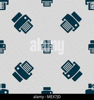 fax, printer icon sign. Seamless pattern with geometric texture. Vector illustration Stock Vector