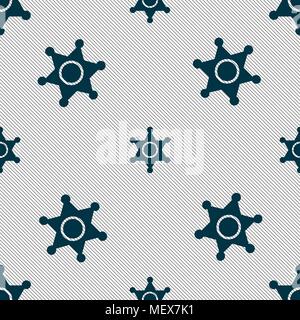 Sheriff, star icon sign. Seamless pattern with geometric texture. Vector illustration Stock Vector