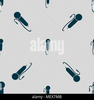 microphone icon sign. Seamless pattern with geometric texture. Vector illustration Stock Vector