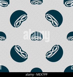 In a ski masks, snowboard ski goggles, diving mask icon sign. Seamless pattern with geometric texture. Vector illustration Stock Vector