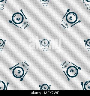 healthy food concept sign. Seamless pattern with geometric texture. Vector illustration Stock Vector