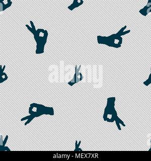 Gesture ok sign. Seamless pattern with geometric texture. Vector illustration Stock Vector