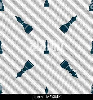 Chess bishop sign. Seamless pattern with geometric texture. Vector illustration Stock Vector