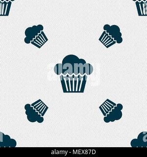 cake icon sign. Seamless pattern with geometric texture. Vector illustration Stock Vector