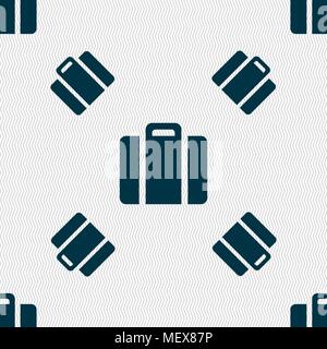 suitcase icon sign. Seamless pattern with geometric texture. Vector illustration Stock Vector