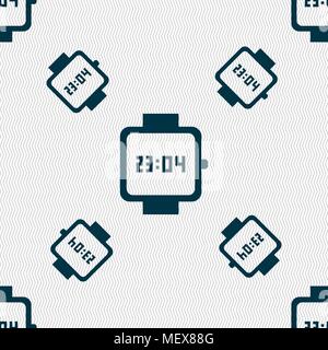 wristwatch icon sign. Seamless pattern with geometric texture. Vector illustration Stock Vector