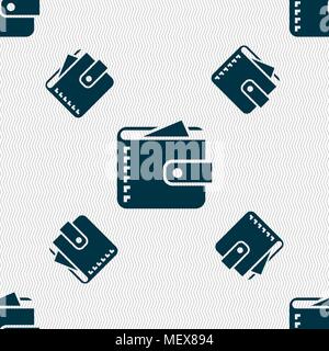 Purse  icon sign. Seamless pattern with geometric texture. Vector illustration Stock Vector