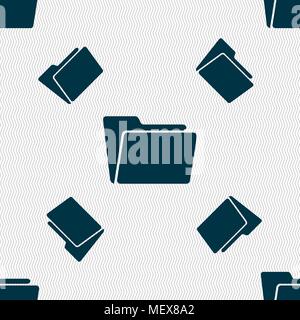 Folder icon sign. Seamless pattern with geometric texture. Vector illustration Stock Vector