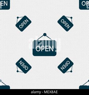 open icon sign. Seamless pattern with geometric texture. Vector illustration Stock Vector