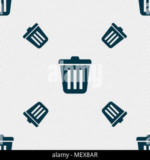 Bin  icon sign. Seamless pattern with geometric texture. Vector illustration Stock Vector