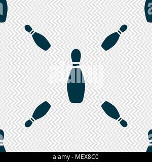 pin bowling icon sign. Seamless pattern with geometric texture. Vector illustration Stock Vector