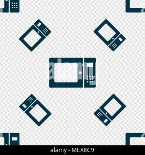 microwave icon sign. Seamless pattern with geometric texture. Vector illustration Stock Vector