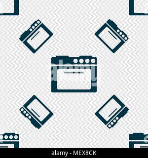 kitchen stove icon sign. Seamless pattern with geometric texture. Vector illustration Stock Vector