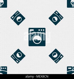 Washing machine icon sign. Seamless pattern with geometric texture. Vector illustration Stock Vector