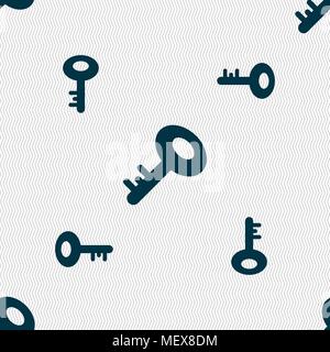 Key icon sign. Seamless pattern with geometric texture. Vector illustration Stock Vector