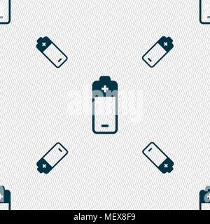 battery icon sign. Seamless pattern with geometric texture. Vector illustration Stock Vector