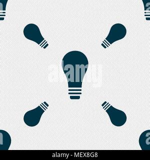 Light bulb icon sign. Seamless pattern with geometric texture. Vector illustration Stock Vector