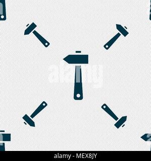 hammer icon sign. Seamless pattern with geometric texture. Vector illustration Stock Vector