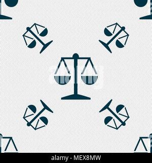 Libra icon sign. Seamless pattern with geometric texture. Vector illustration Stock Vector