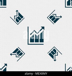 Growing bar chart icon sign. Seamless pattern with geometric texture. Vector illustration Stock Vector