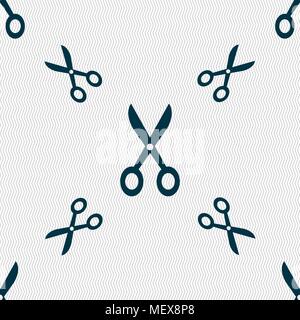 Scissors icon sign. Seamless pattern with geometric texture. Vector illustration Stock Vector