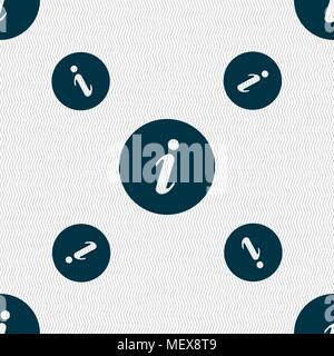 info icon sign. Seamless pattern with geometric texture. Vector illustration Stock Vector