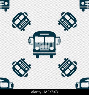 Bus icon sign. Seamless pattern with geometric texture. Vector illustration Stock Vector