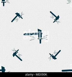 The smithy. Forge and stithy, blacksmith icon sign. Seamless pattern with geometric texture. Vector illustration Stock Vector