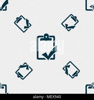 Document grammar control, Test, work complete icon sign. Seamless pattern with geometric texture. Vector illustration Stock Vector