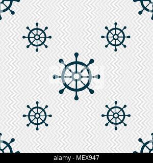 ship helm icon sign. Seamless pattern with geometric texture. Vector illustration Stock Vector