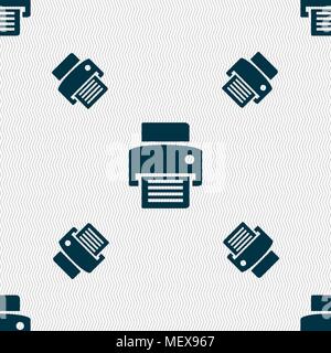 fax, printer icon sign. Seamless pattern with geometric texture. Vector illustration Stock Vector