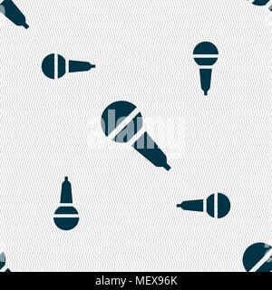 Microphone icon sign. Seamless pattern with geometric texture. Vector illustration Stock Vector