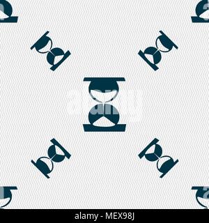 hourglass icon sign. Seamless pattern with geometric texture. Vector illustration Stock Vector