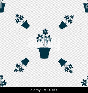 vase of flowers icon sign. Seamless pattern with geometric texture. Vector illustration Stock Vector