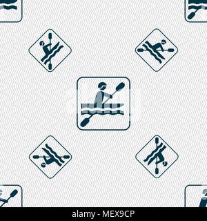 canoeing sign. Seamless pattern with geometric texture. Vector illustration Stock Vector