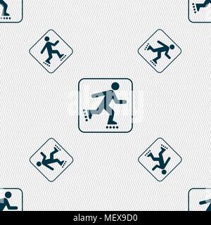 roller skating sign. Seamless pattern with geometric texture. Vector illustration Stock Vector