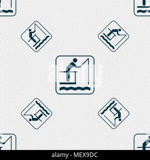 fishing sign. Seamless pattern with geometric texture. Vector illustration Stock Vector
