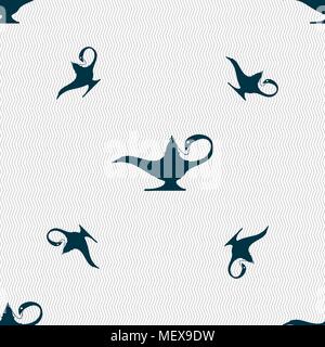 Alladin lamp genie sign. Seamless pattern with geometric texture. Vector illustration Stock Vector
