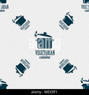 vegetarian cuisine sign. Seamless pattern with geometric texture. Vector illustration Stock Vector
