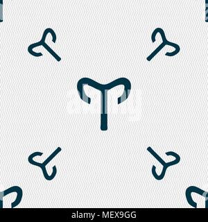 Decorative Zodiac Aries sign. Seamless pattern with geometric texture. Vector illustration Stock Vector