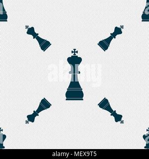 Chess king sign. Seamless pattern with geometric texture. Vector illustration Stock Vector