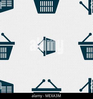 Shopping basket icon sign. Seamless pattern with geometric texture. Vector illustration Stock Vector
