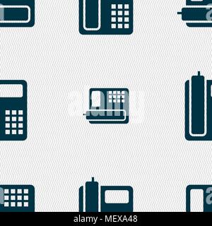 home phone icon sign. Seamless pattern with geometric texture. Vector illustration Stock Vector