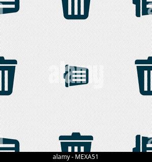 Bin  icon sign. Seamless pattern with geometric texture. Vector illustration Stock Vector