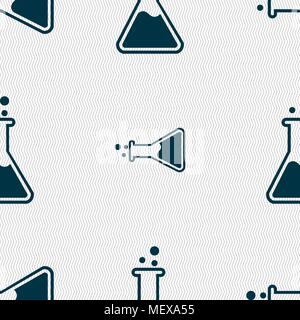 Flask  icon sign. Seamless pattern with geometric texture. Vector illustration Stock Vector
