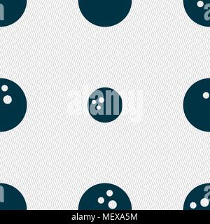 Bowling game, ball icon sign. Seamless pattern with geometric texture. Vector illustration Stock Vector