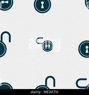open lock icon sign. Seamless pattern with geometric texture. Vector illustration Stock Vector